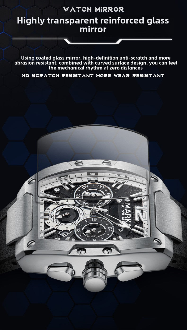Mark Fairwhale Men's Luxury Quartz Watch Multi-Functional Six-Pin Waterproof Design