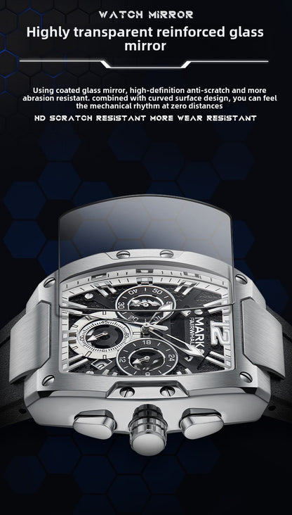 Mark Fairwhale Men's Luxury Quartz Watch Multi-Functional Six-Pin Waterproof Design