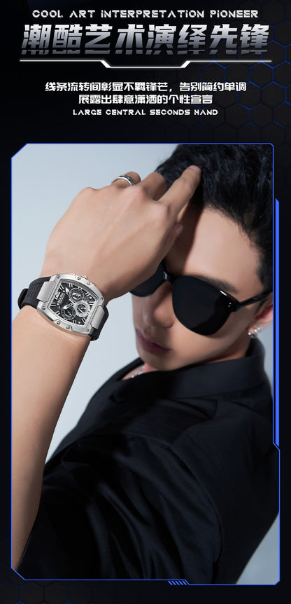 Mark Fairwhale Men's Luxury Quartz Watch Multi-Functional Six-Pin Waterproof Design