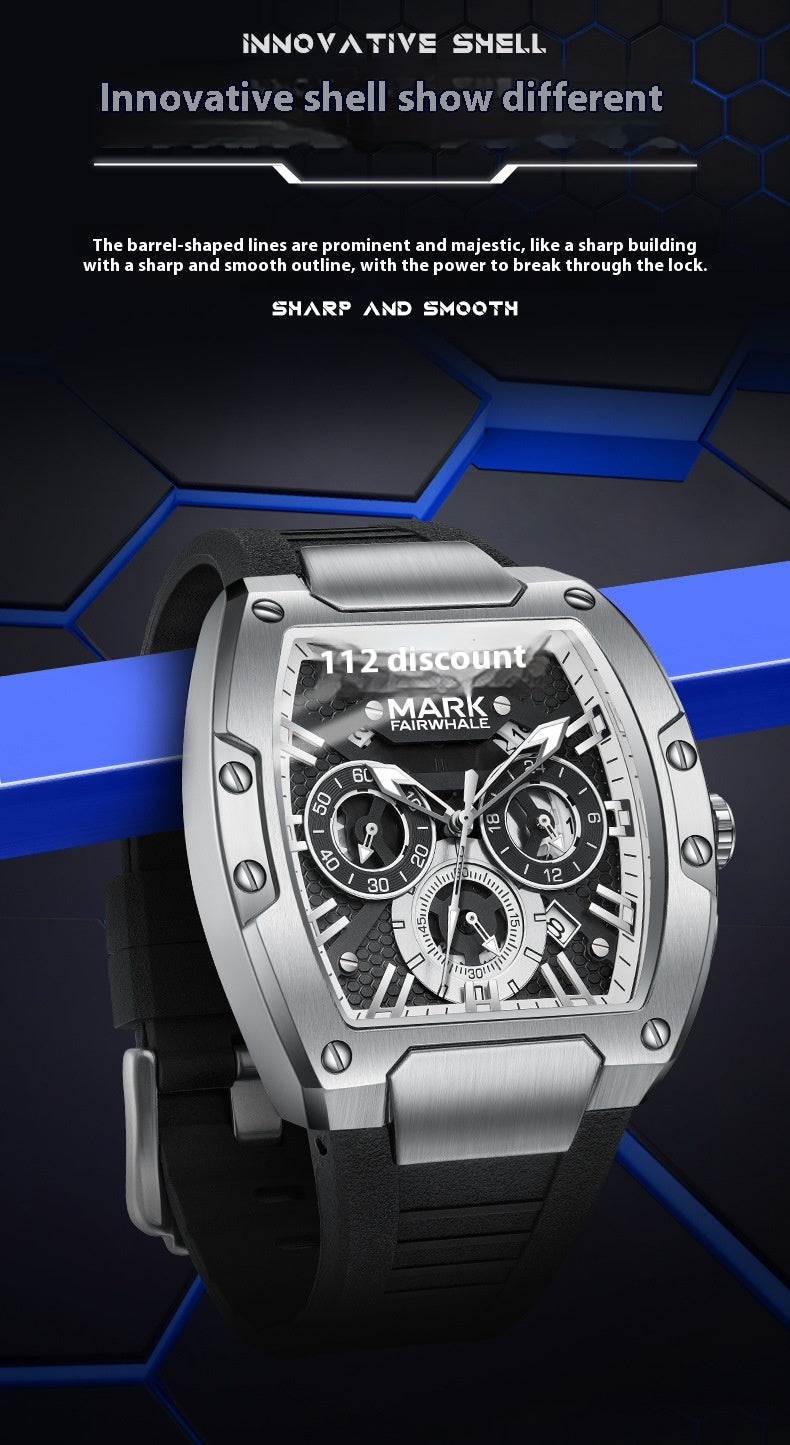 Mark Fairwhale Men's Luxury Quartz Watch Multi-Functional Six-Pin Waterproof Design