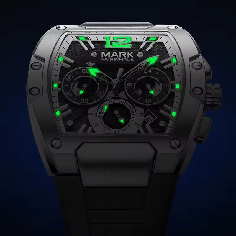 Mark Fairwhale Men's Luxury Quartz Watch Multi-Functional Six-Pin Waterproof Design